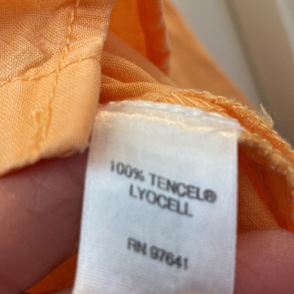 J.jill Tencel Lyocell Blouse Shirt Womens M Orange Coastal grandma Lagenlook - Picture 8 of 9